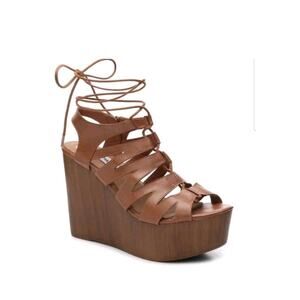Steve Madden Platform Wedge Sandals Women's Size 8M Lace-up Gladiator Heels